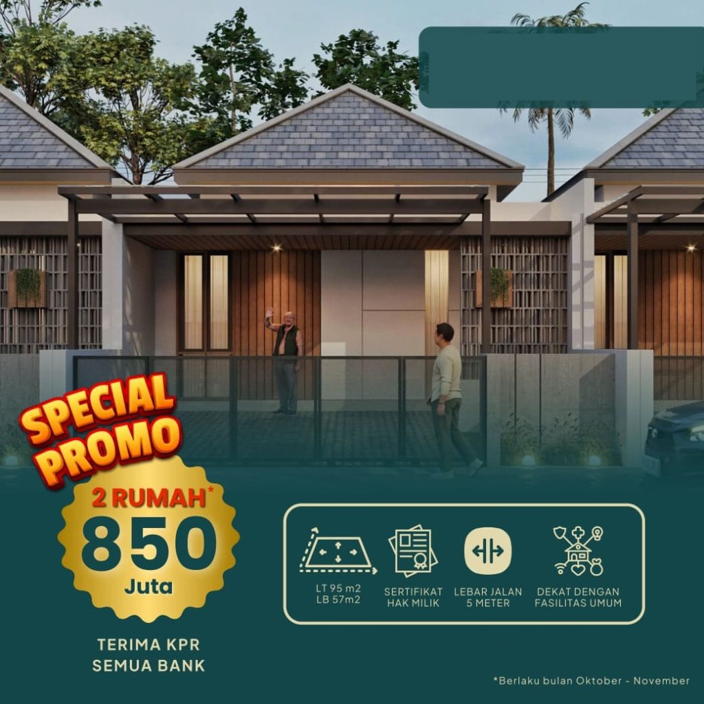 No Hoax! 850 Juta Dapet 2 Rumah *S&K berlaku. Rumah konsep minimalis dengan tipe 55, dilengkapi 2 kamar tidur dan 1 kamar mandi.